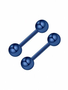 Blue Stainless Steel Ball Barbell Stud Earrings 18G 3mm